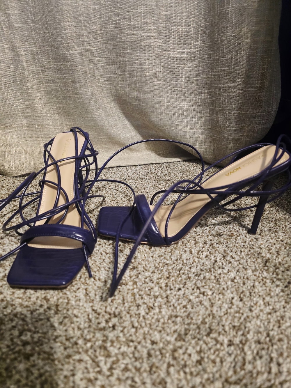 Fashion Nova Lace Up Strappy Square Toe Sandal SZ9